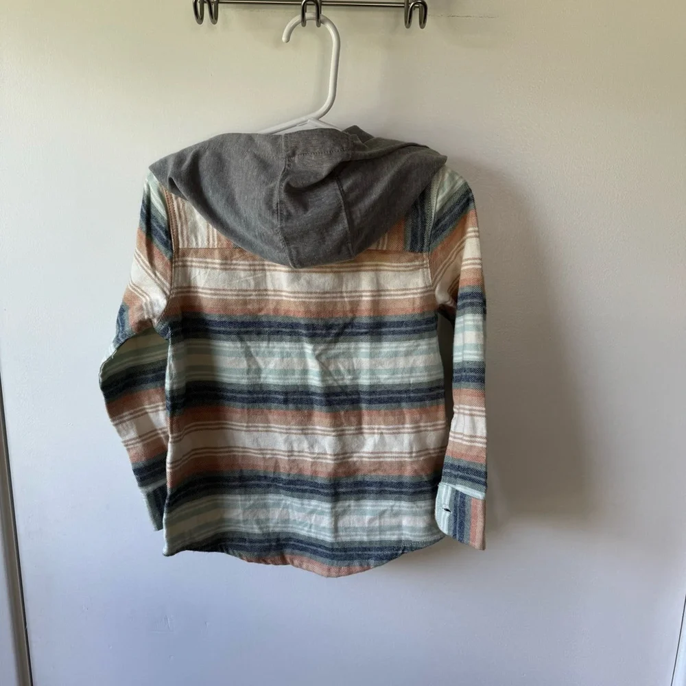 NWOT OshKosh B'Gosh Kid Cozy Flannel Hooded Top in Baja Stripe 3T Boys orange